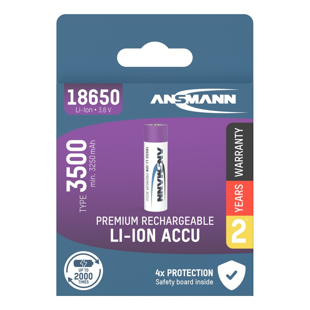 Ansmann Li-Ion 18650 3500mAh 3,6V Battery 12,6Wh 1307-0001