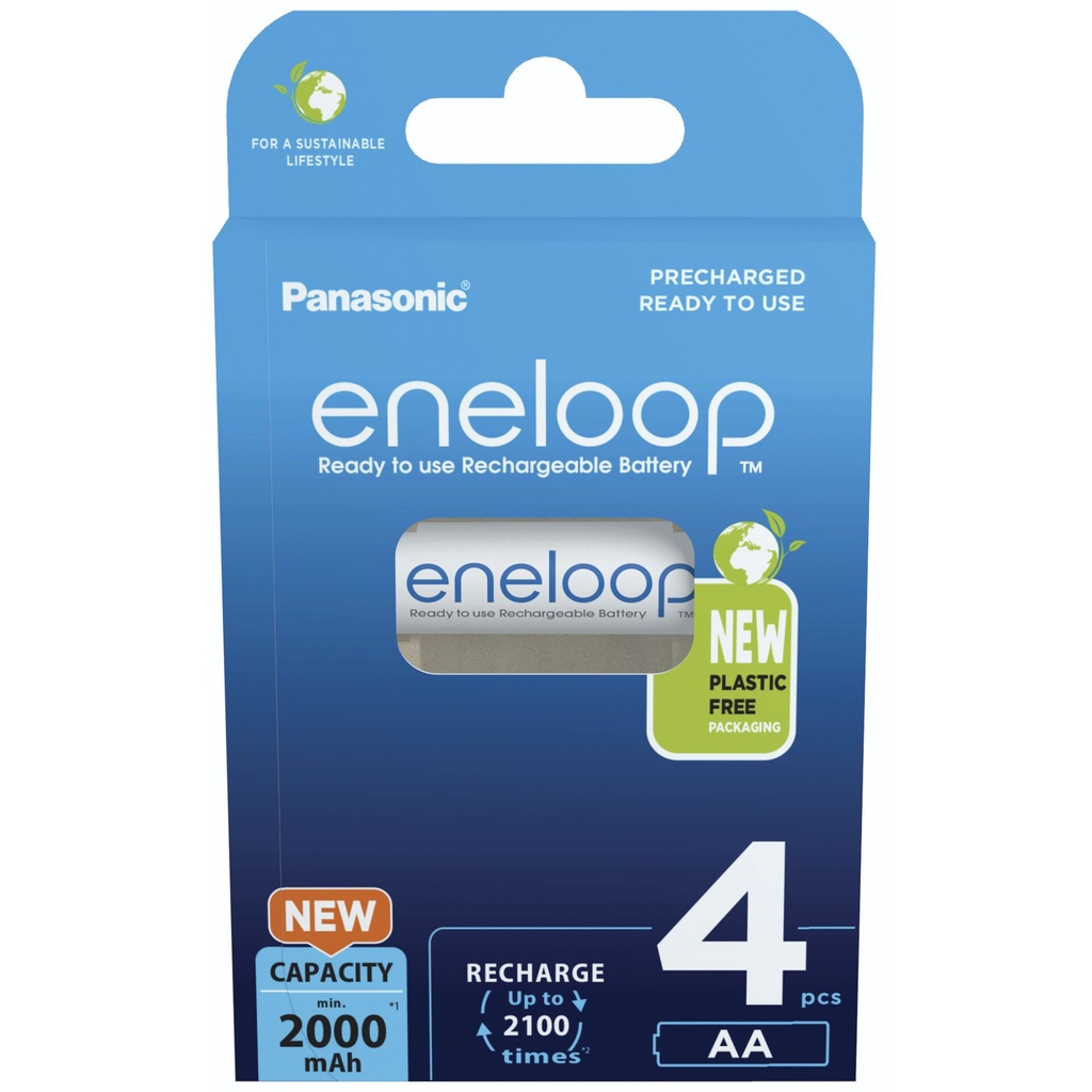 1x4 Panasonic Eneloop Mignon AA 2000mAh Ni-MH      BK-3MCDE/4BE