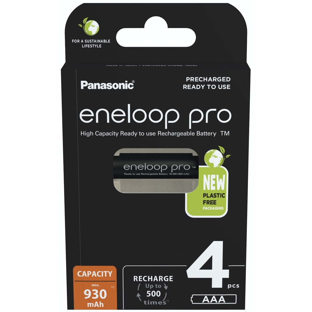 1x4 Panasonic Eneloop Pro Micro 930mAh AAA Ni-MH    BK-4HCDE/4BE