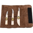 Kirschen Set of carving knives Velourleather bag