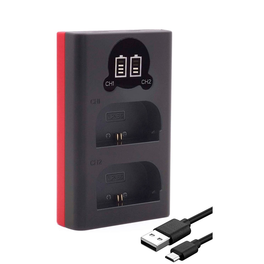 Baxxtar Pro Charger LCD Dual for LP-E6