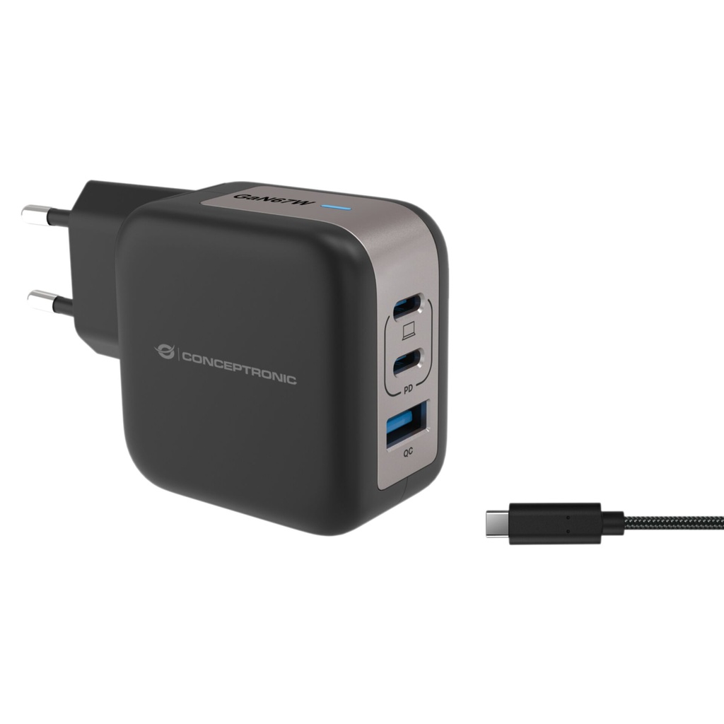 Conceptronic ALTHEA17B 3-Port 67W GaN USB PD Charger