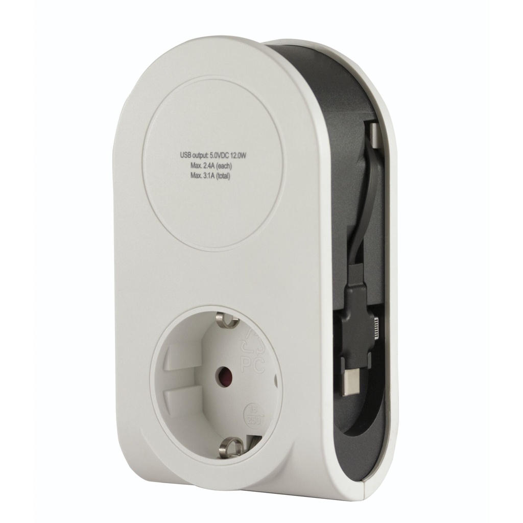 REV USB Charger Flex 3in1 0,8 m + 1x socket