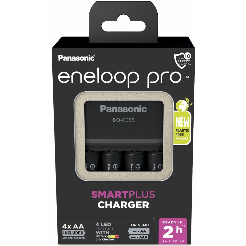 Panasonic Eneloop Smart Plus Ch. BQ-CC55 incl. 4xAA K-KJ55HCD40E