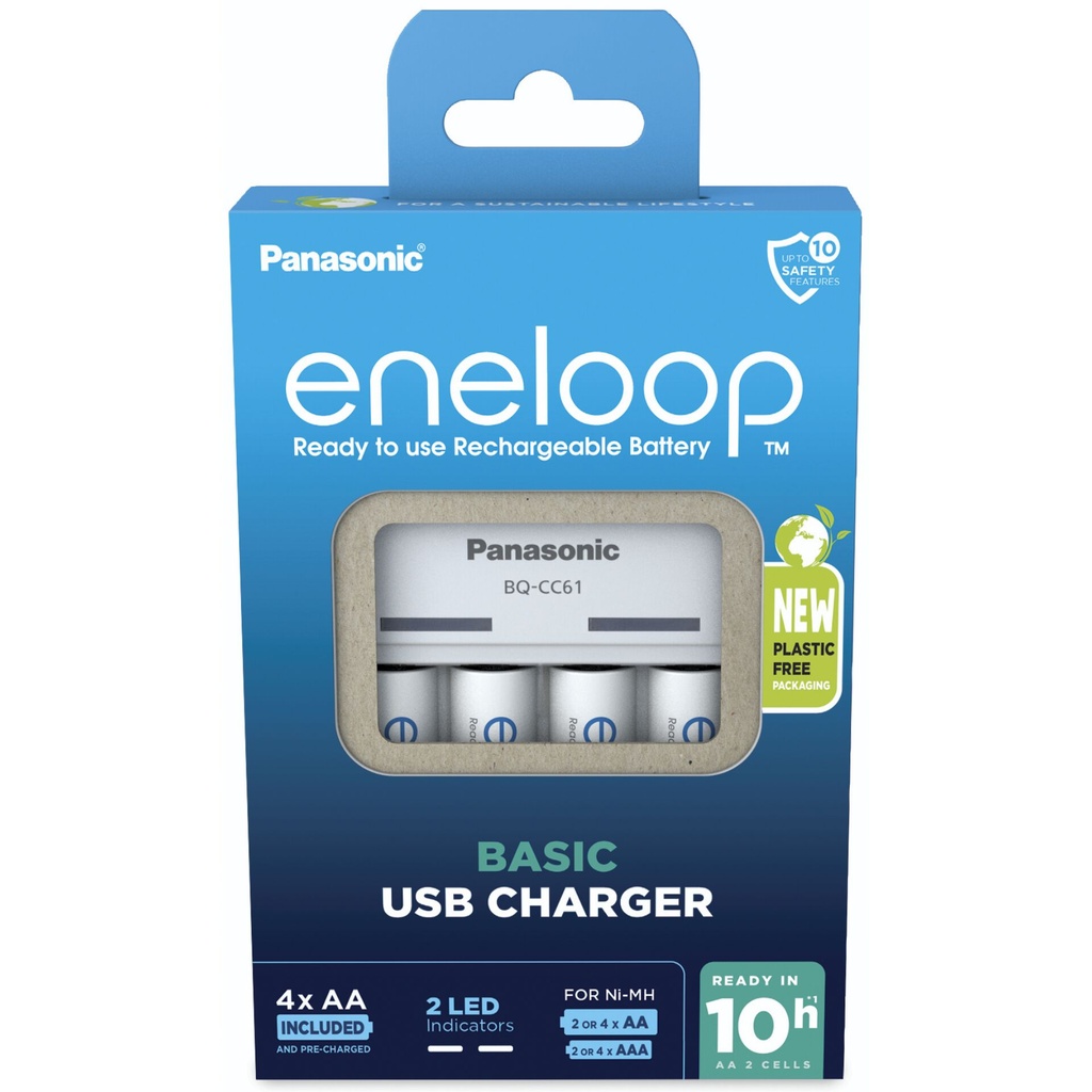 Panasonic Eneloop Basic Charger USB BQ-CC61 incl. 4xAA 2200mAh