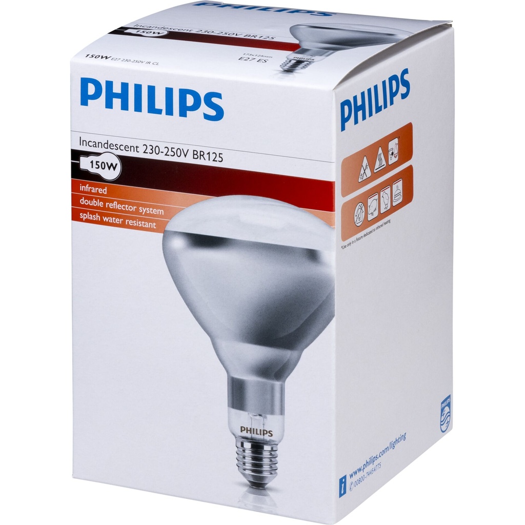 Philips infrared lamp BR125 IR 150W E27 230-250V CL