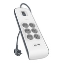 Belkin Surge Prot.Strip 6 outlet 2xUSB-A, 2m Cable BSV604vf2M-V2