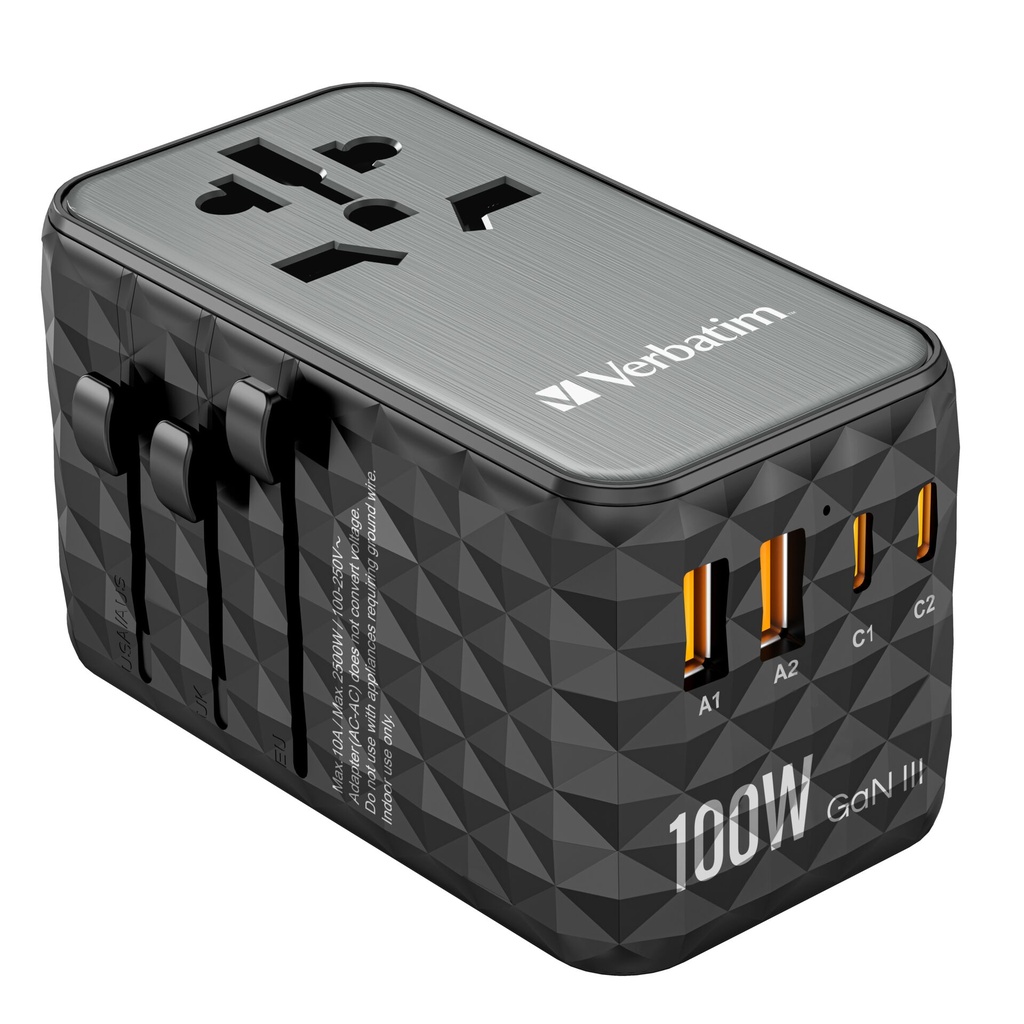 Verbatim GaN III Uni.Travel Adap 100W Welt-zu-Welt UTA-06   32121