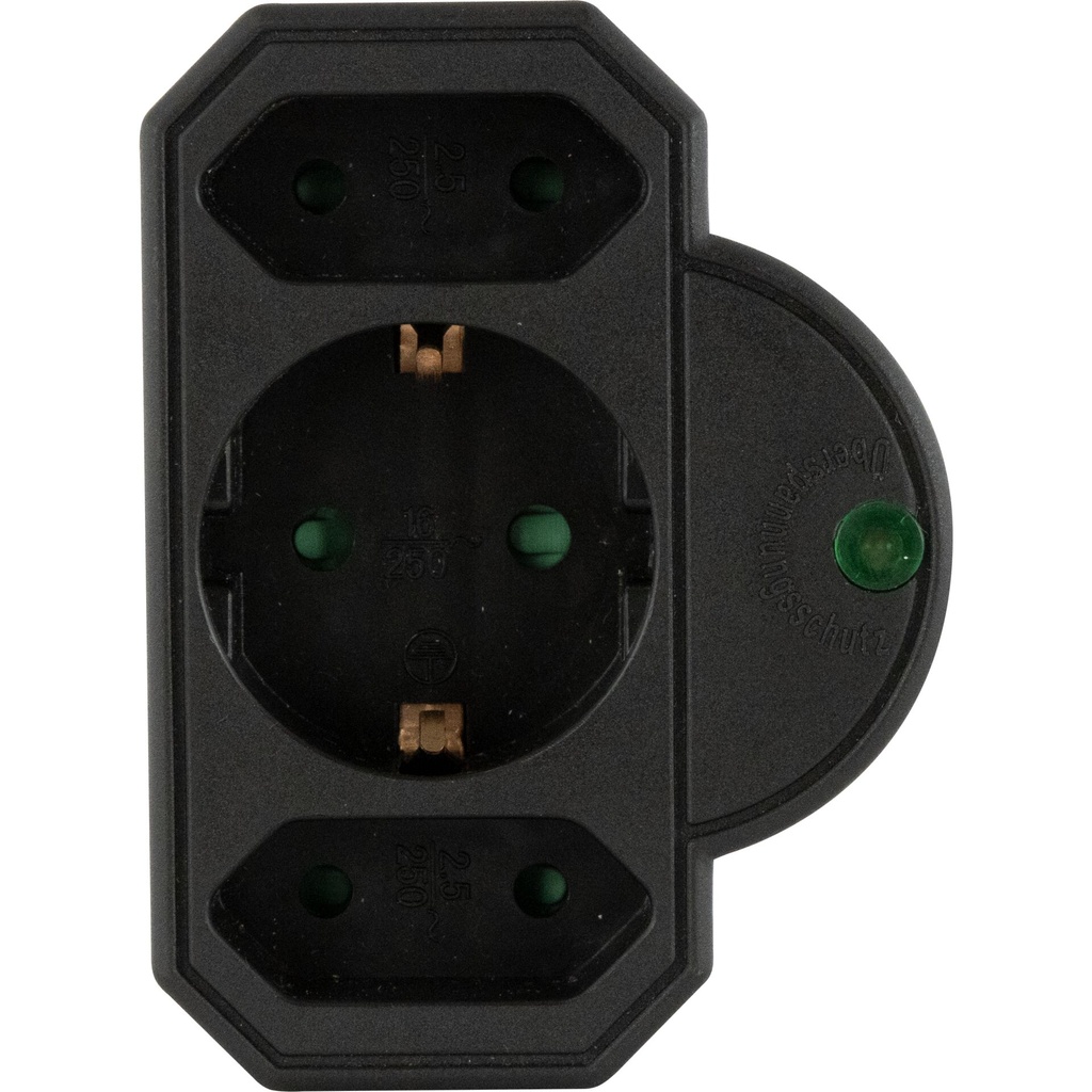 REV Steckdosenadapter 3-fach mit Überspannungsschutz, schwarz