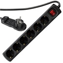 REV Multiple Socket Outlet 2m 6-fold with switch, black