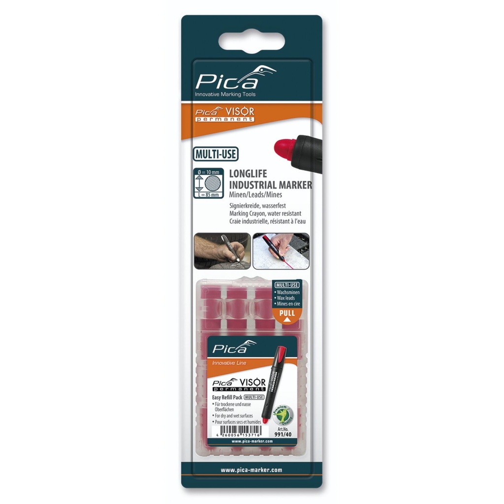 Pica VISOR permanent replacement refills red / SB