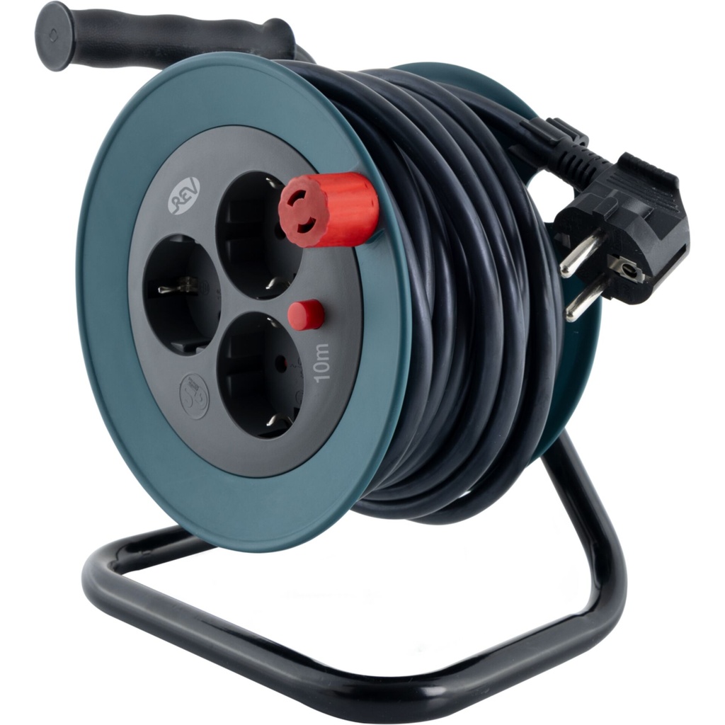 REV Kabeltrommel Mini 3-fach 10m petrol/schwarz        0010042100