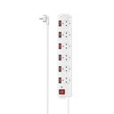 Hama Socket Line 6-fach single switchable white 223159