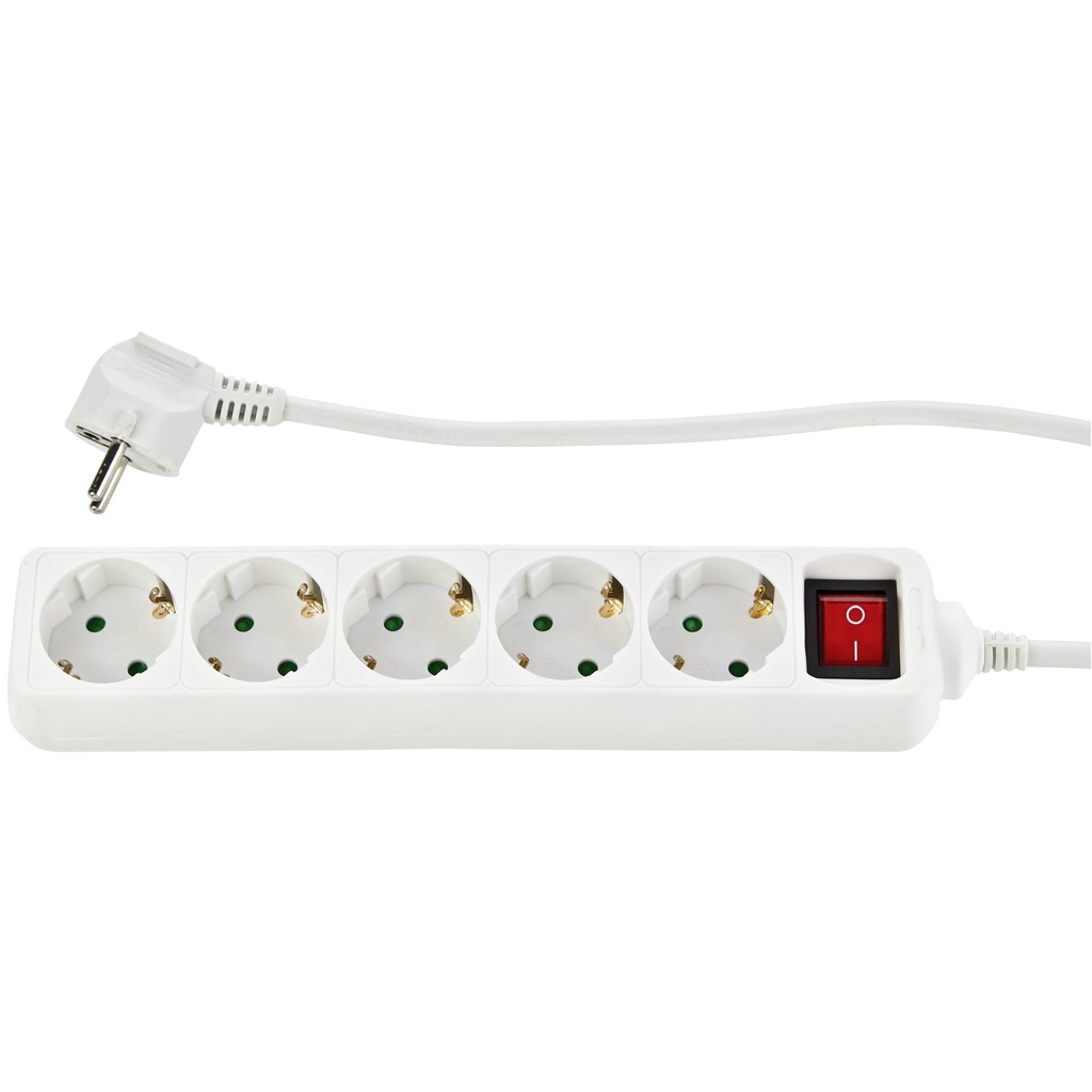 REV Socket line 5-fold 3,0 m w. switch white