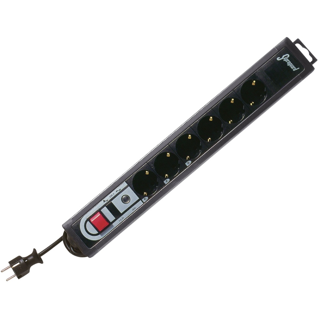 REV Surge protector 6-fold 3,0 m Supra-Guard black
