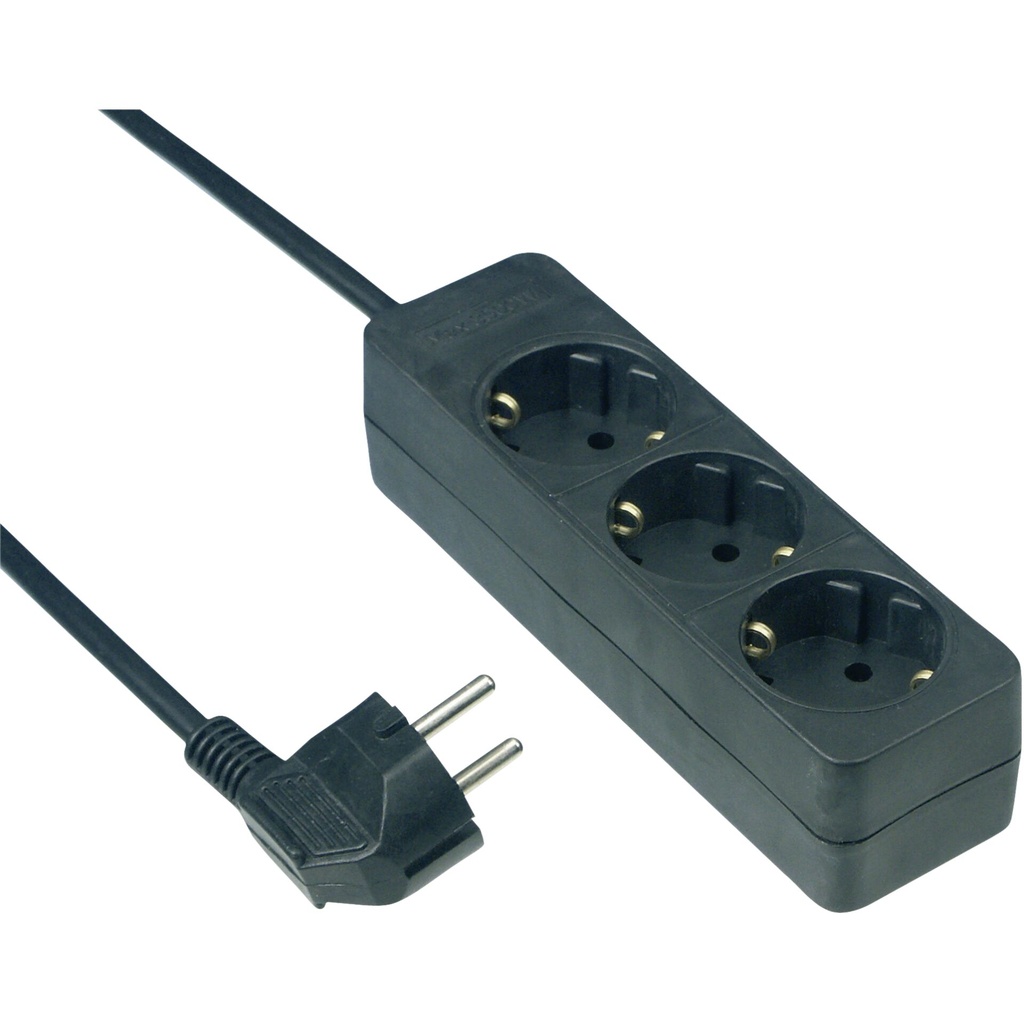 REV Socket line 3-fold 3,0 m black