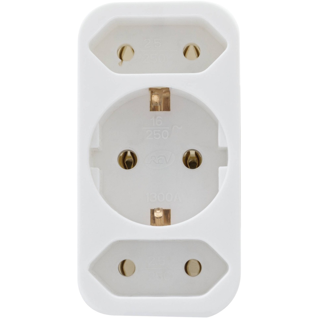 REV transition plug 2-fold + 1 Safety contact white