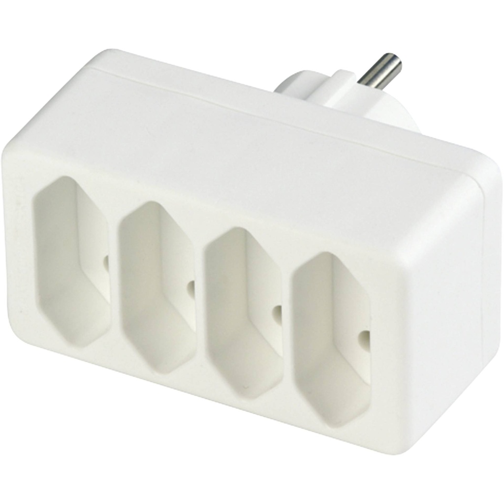 REV transition plug 4-fold Euro Socket line white