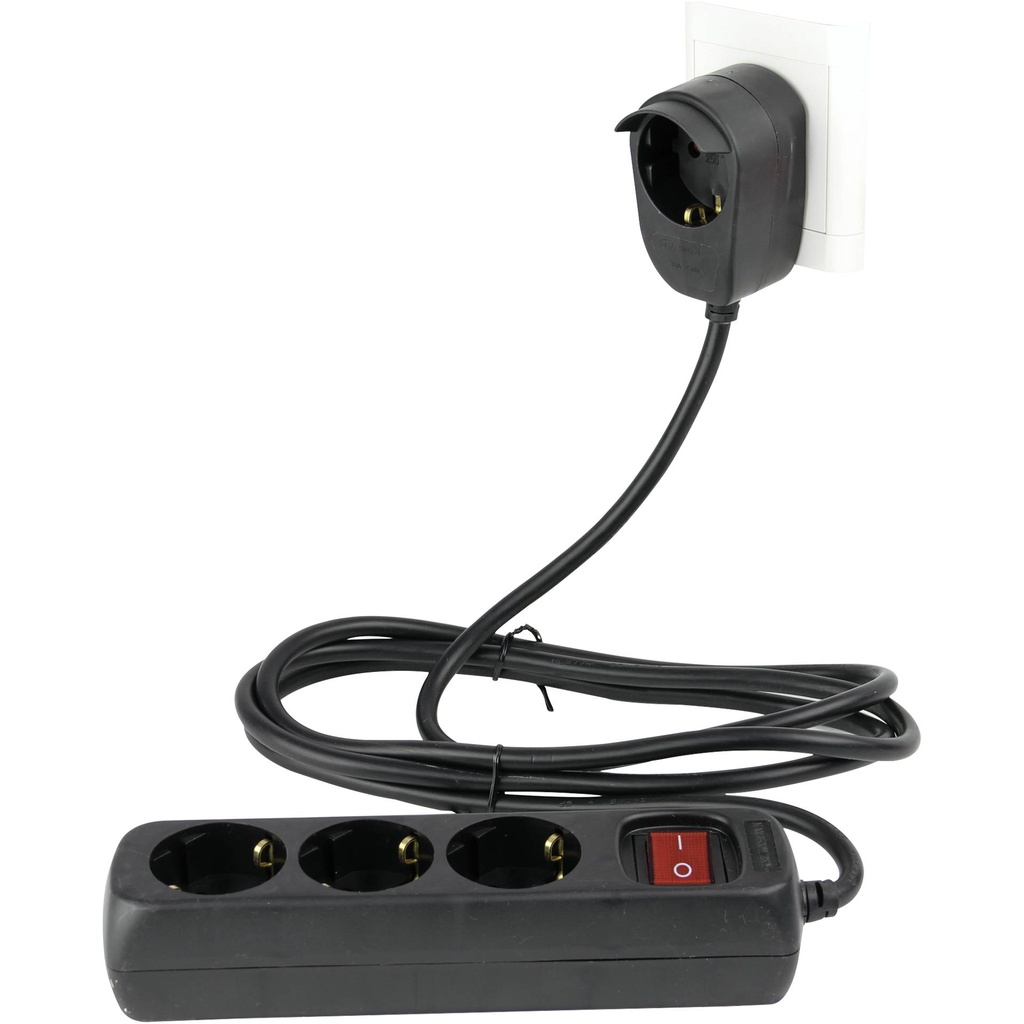 REV Multiple Socket Outlet 3+1-fold 2m + switch black
