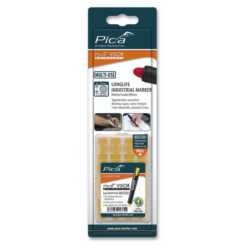 Pica VISOR permanent replacement refills yellow / SB