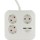 REV PowerQuad 3-fold 2x USB white Multiple Socket Outlet
