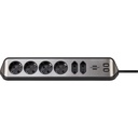 Brennenstuhl estilo Corner 6-way Extension Lead  black