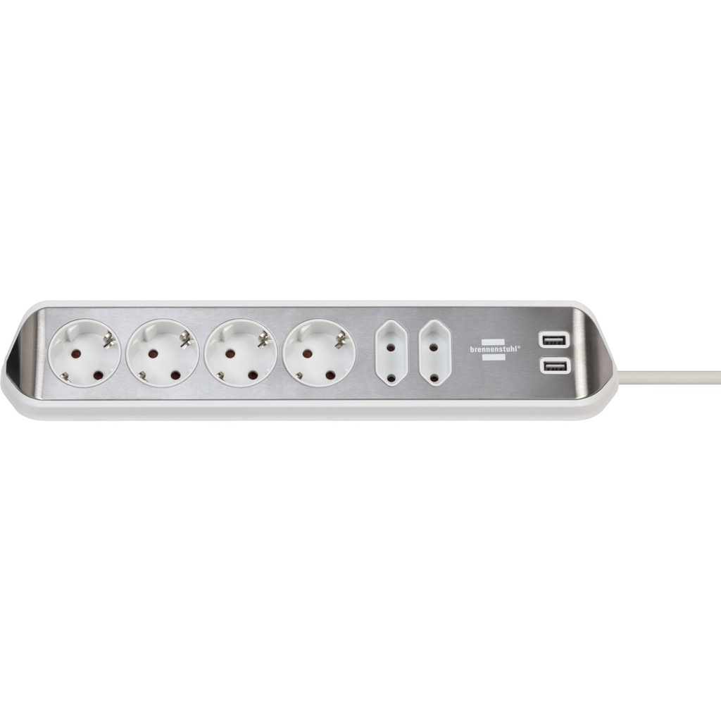 Brennenstuhl estilo Corner 6-way Extension Lead  white