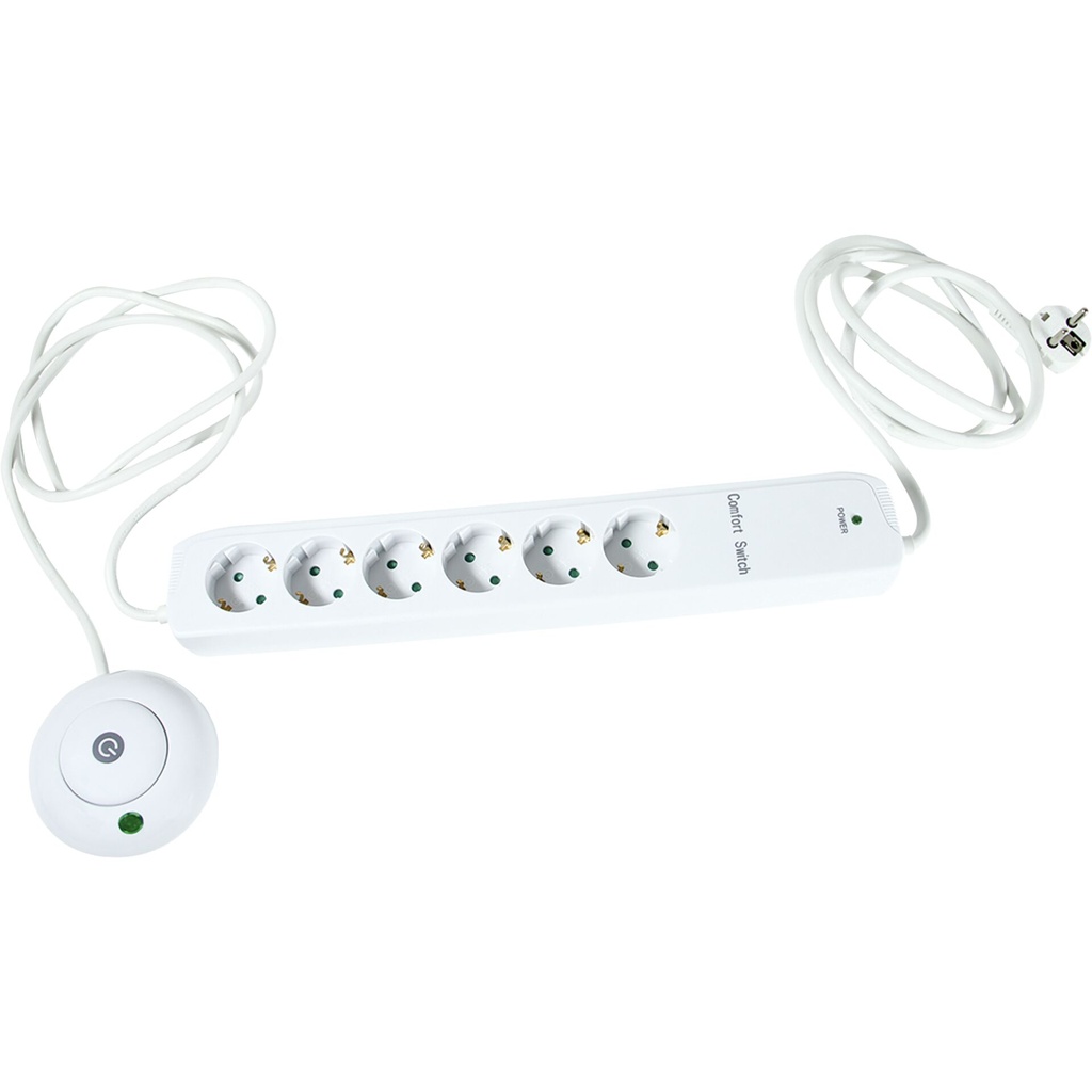 REV Multiple Socket Outlet 6-fold 1,5m with Foot Switch