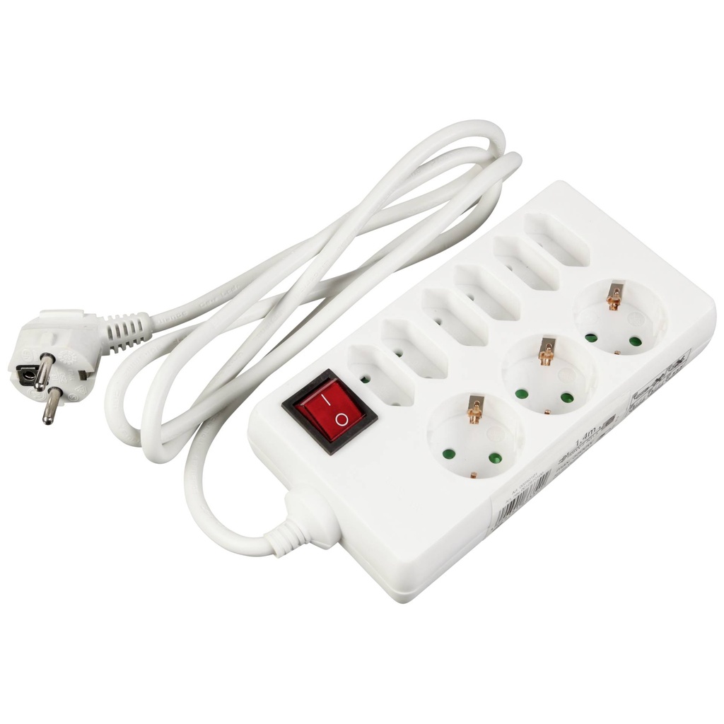 REV Socket line 9-fold 1,4 m w. switch white
