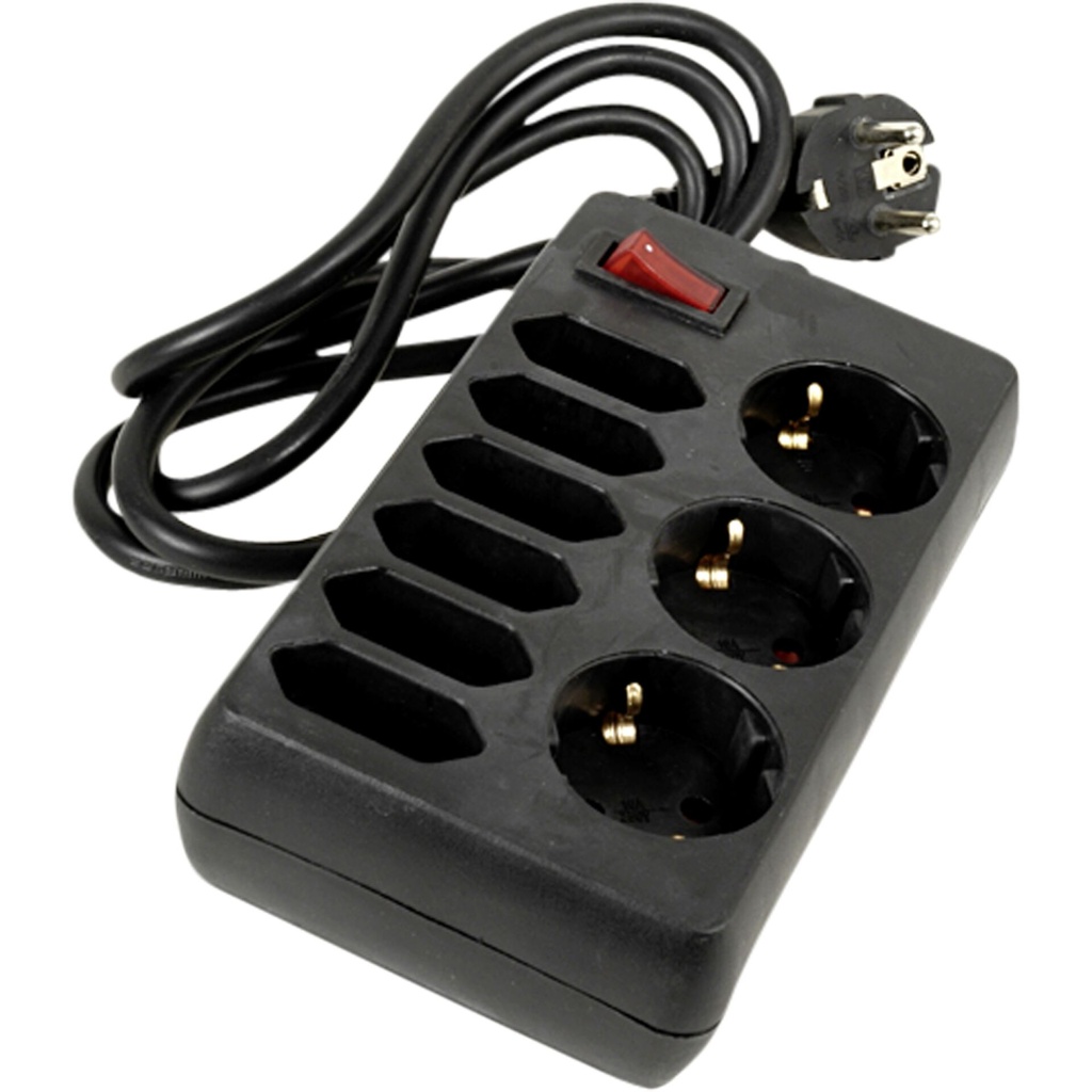 REV Socket line 9-fold 1,4 m w. switch black