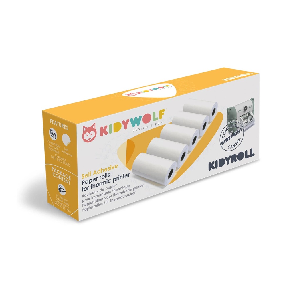 Kidywolf Self Adhesive Paper Rolls for thermic printer 5 pcs.
