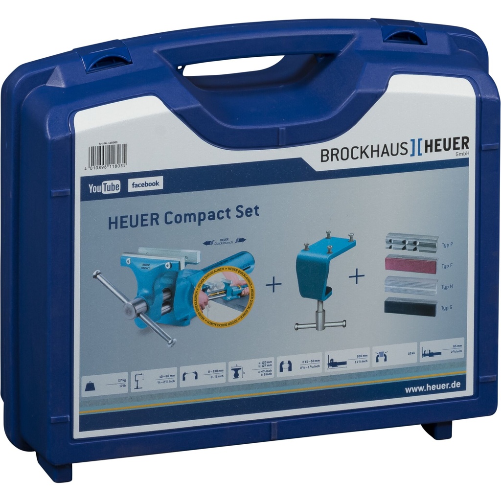 HEUER Compact with Table Clamp Protective Jaws type P, N, F