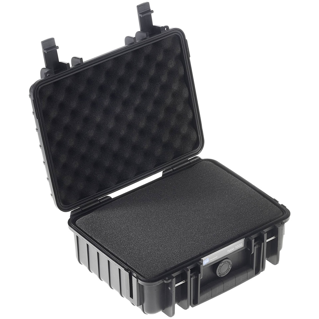 B&W Outdoor Case Type 1000 black with pre-cut foam insert
