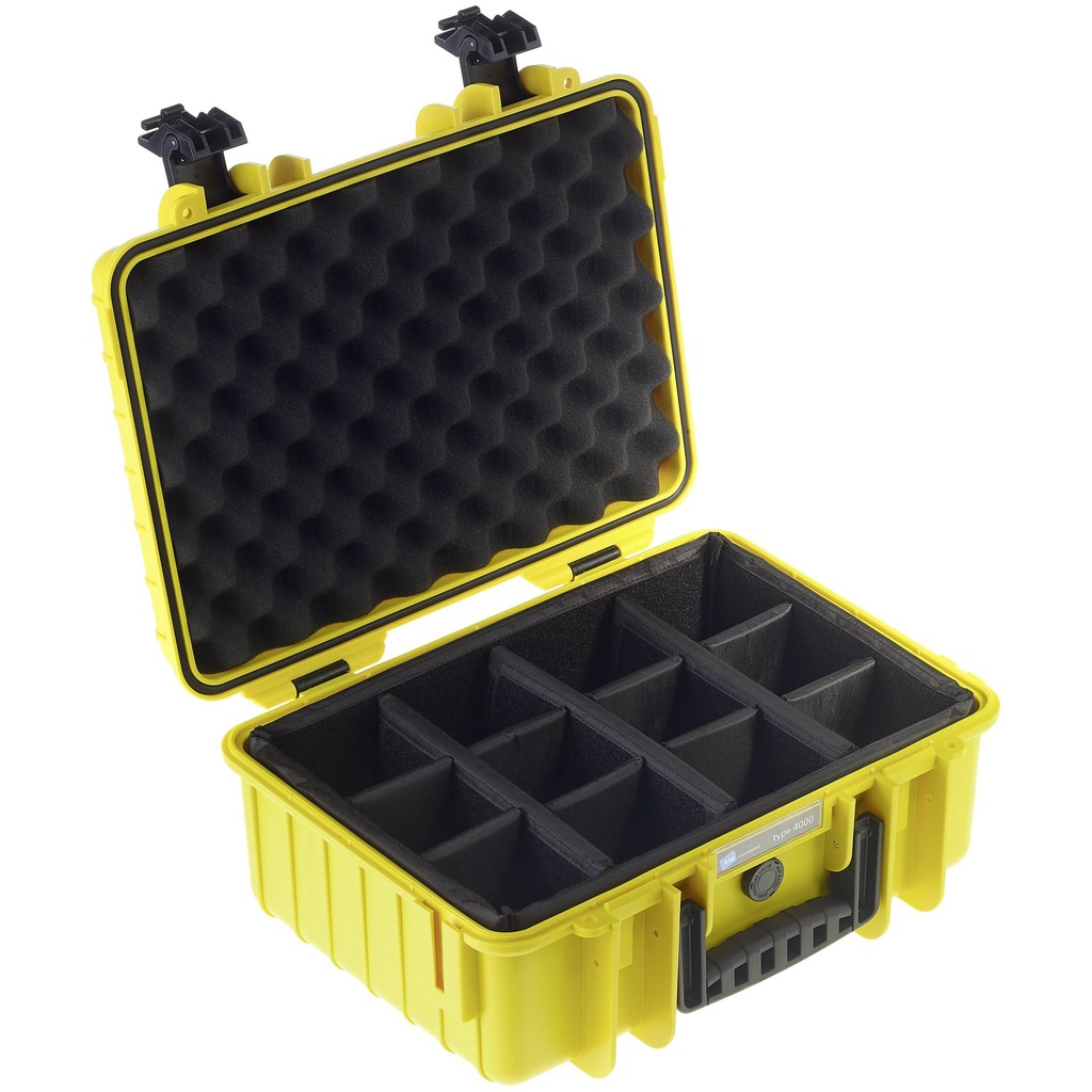 B&W Outdoor Case Type 4000 yellow with padded divider set