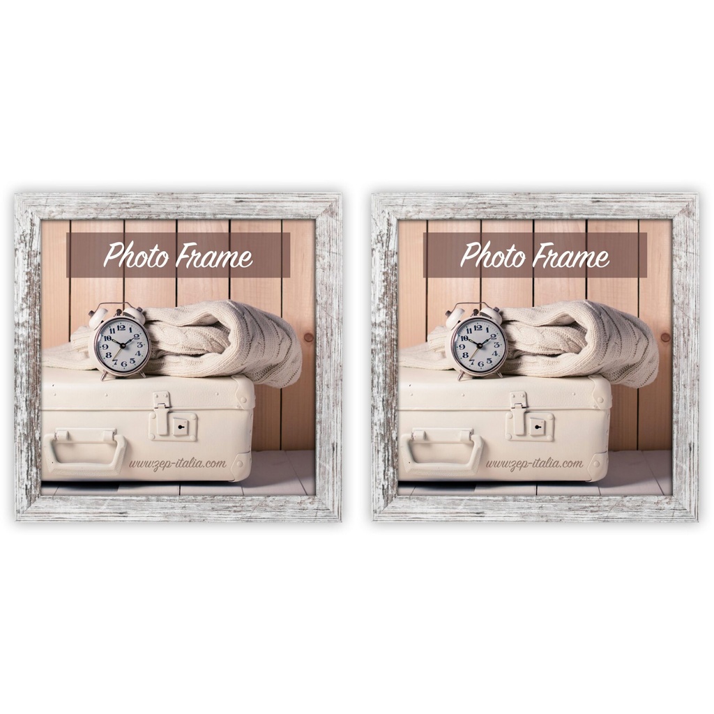 2x1 ZEP Nelson6 weiß/braun 15x15 Holz Bilderrahmen         V21156