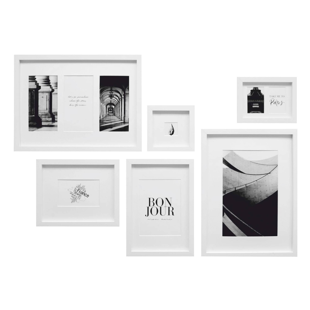 Deknudt S46YK1 WALL picture wall with 6 white wooden Frames