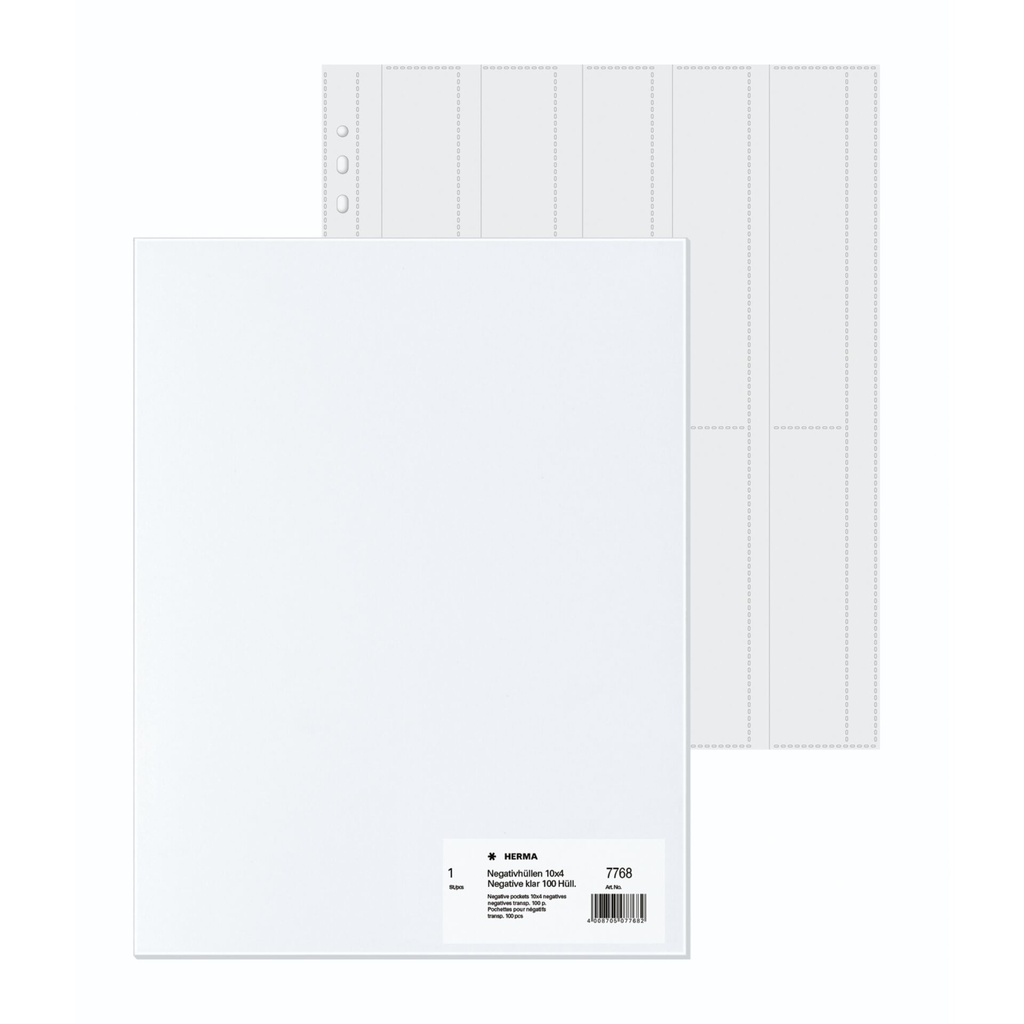 Herma Negative pockets PP clear 100 Sheets/4-Strips         7768