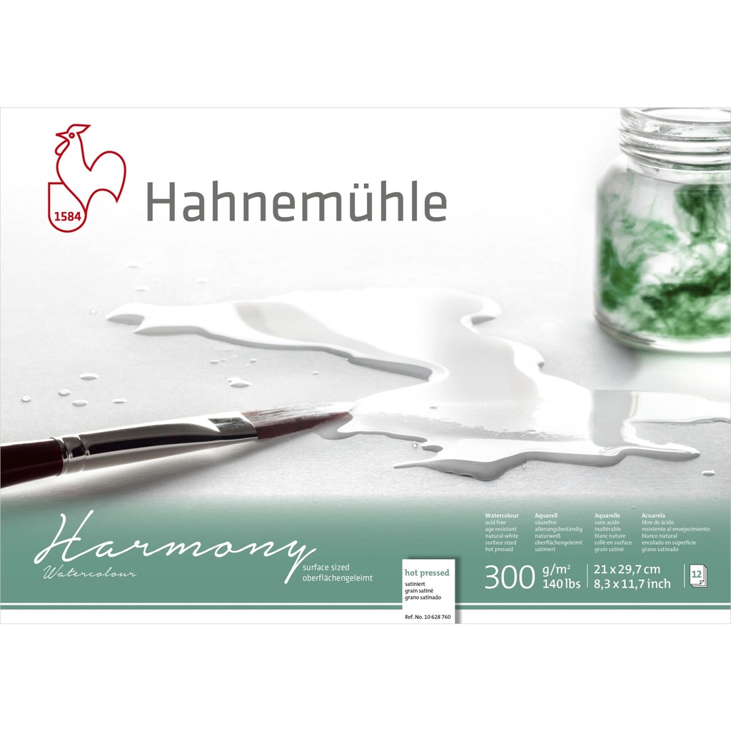 Hahnemühle Harmony Watercolour hot pressed  12 Sheets  300g  A4