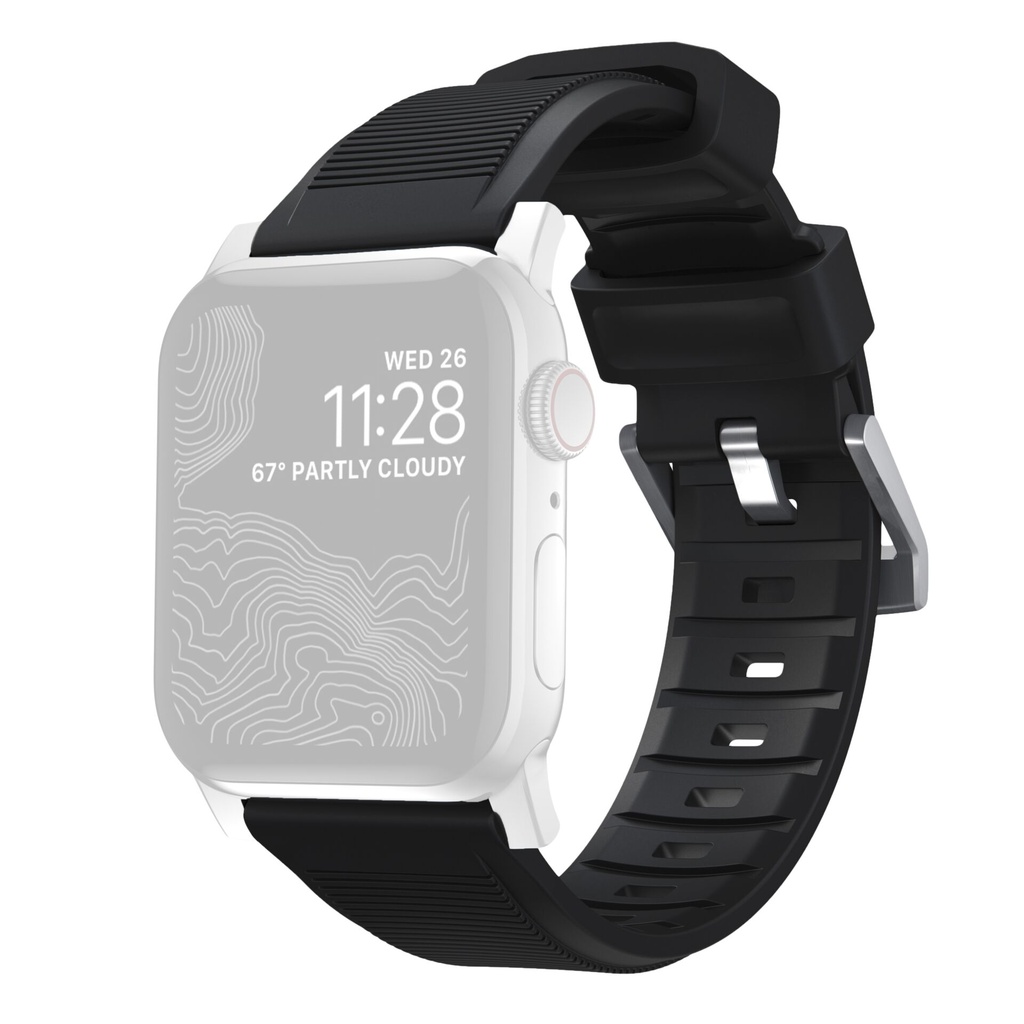 Nomad Rugged Strap Black Connectoor Silver 42/44/45/49mm