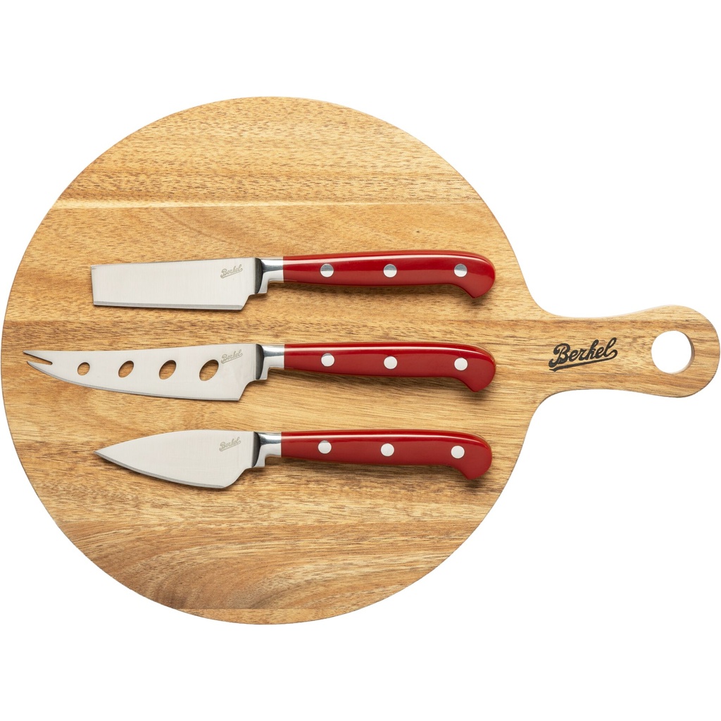 Berkel Chopping Board Acacia + 3 Chese Knife