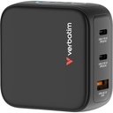 Verbatim Mini GaN Charger 65W with Display 2xUSB-C +1xA 30238