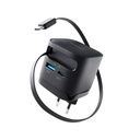 Intenso Power Adapt. W65ACIC 65W 2xUSB-C/USB-A Retract.Cable Blck