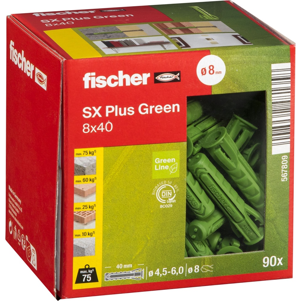 Fischer Dübel SX Plus Green 8x40