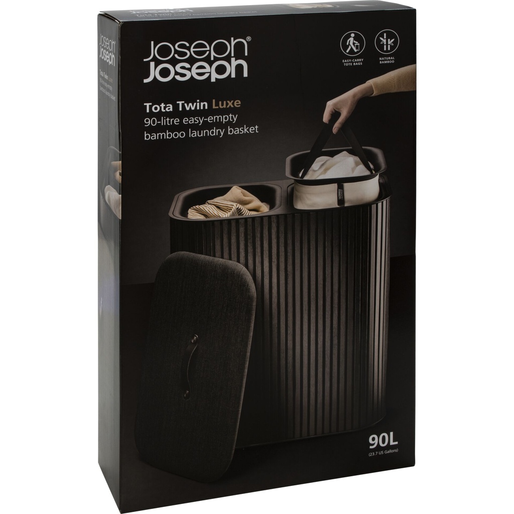 Joseph Joseph Tota Twin Luxe 90L Laundry Sorter black