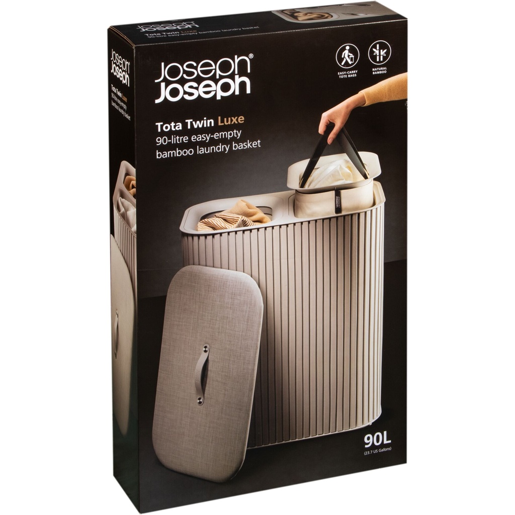 Joseph Joseph Tota Twin Luxe 90L Laundry Sorter ecru