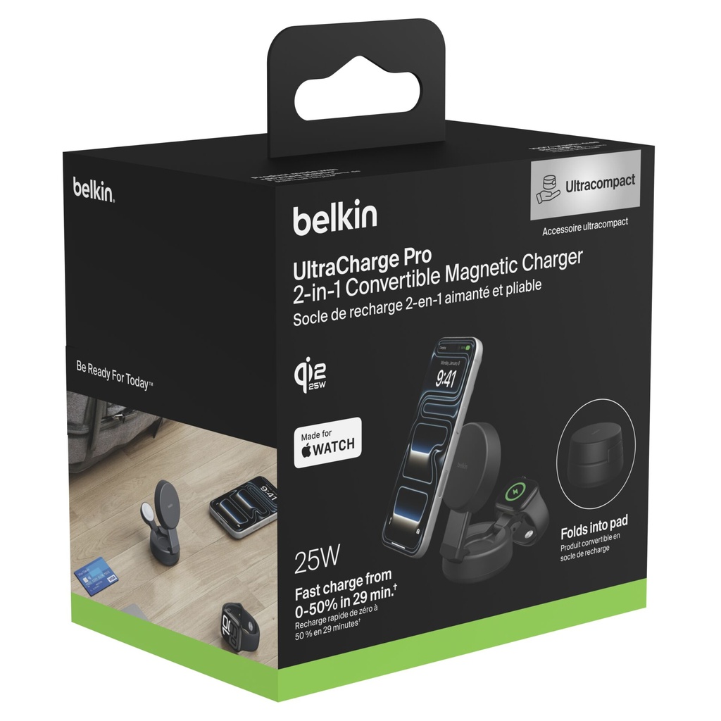 Belkin UltraCharge 25W Qi2 magn. 2-in-1 Lad.dark grey  WIZ043kqCH