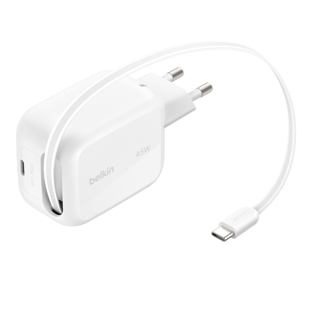 Belkin BOOST Charge Pro 45W Dual GaN retract.Cable whi WCH023kqWH