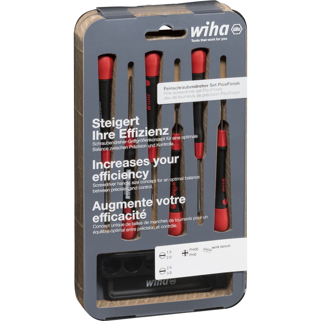 Wiha Feinschraubendreher Set PicoFinish Schlitz, Phillips 7-t