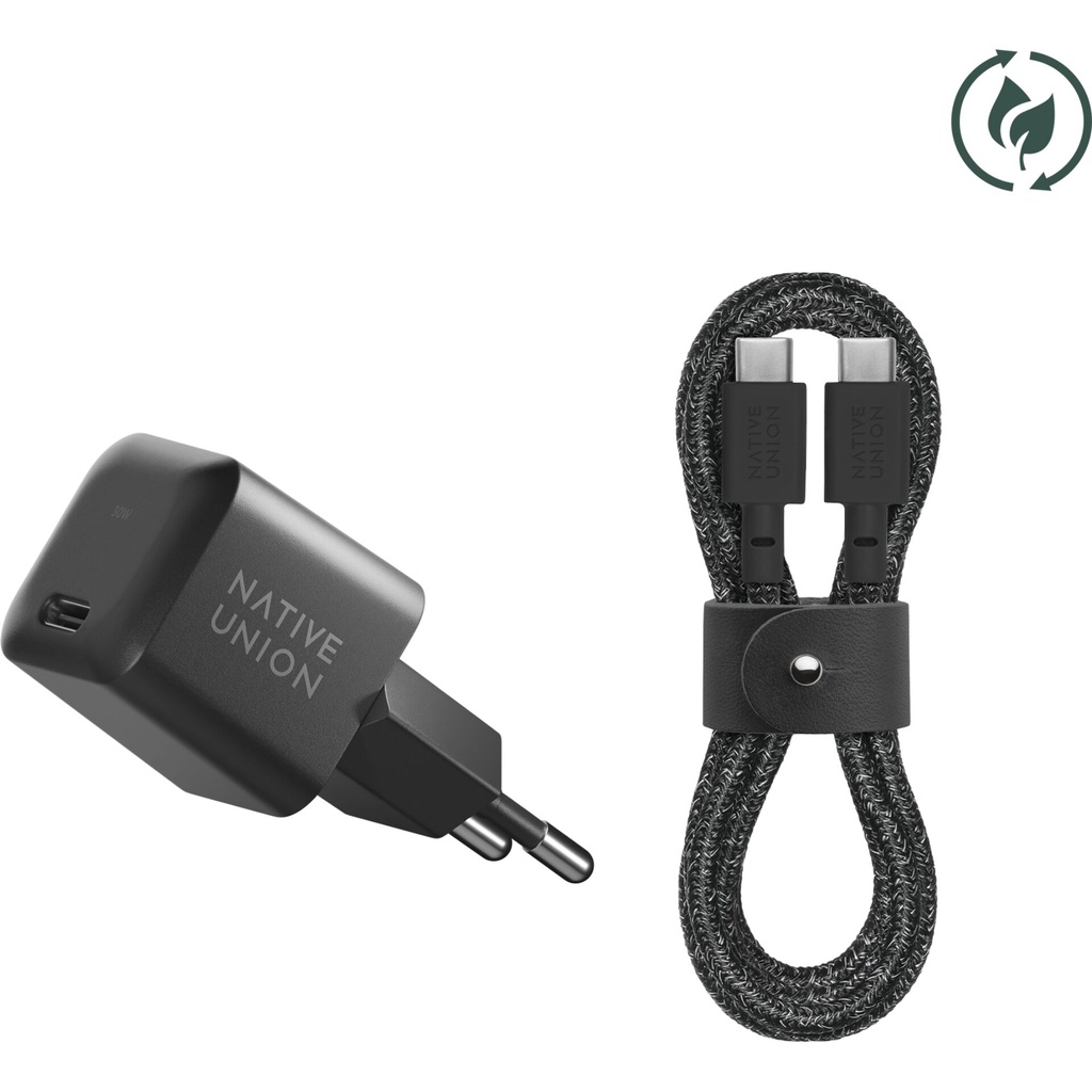 Native Union 30W USB-C Fast GaN Charger Black + USB-C Cable Cos.