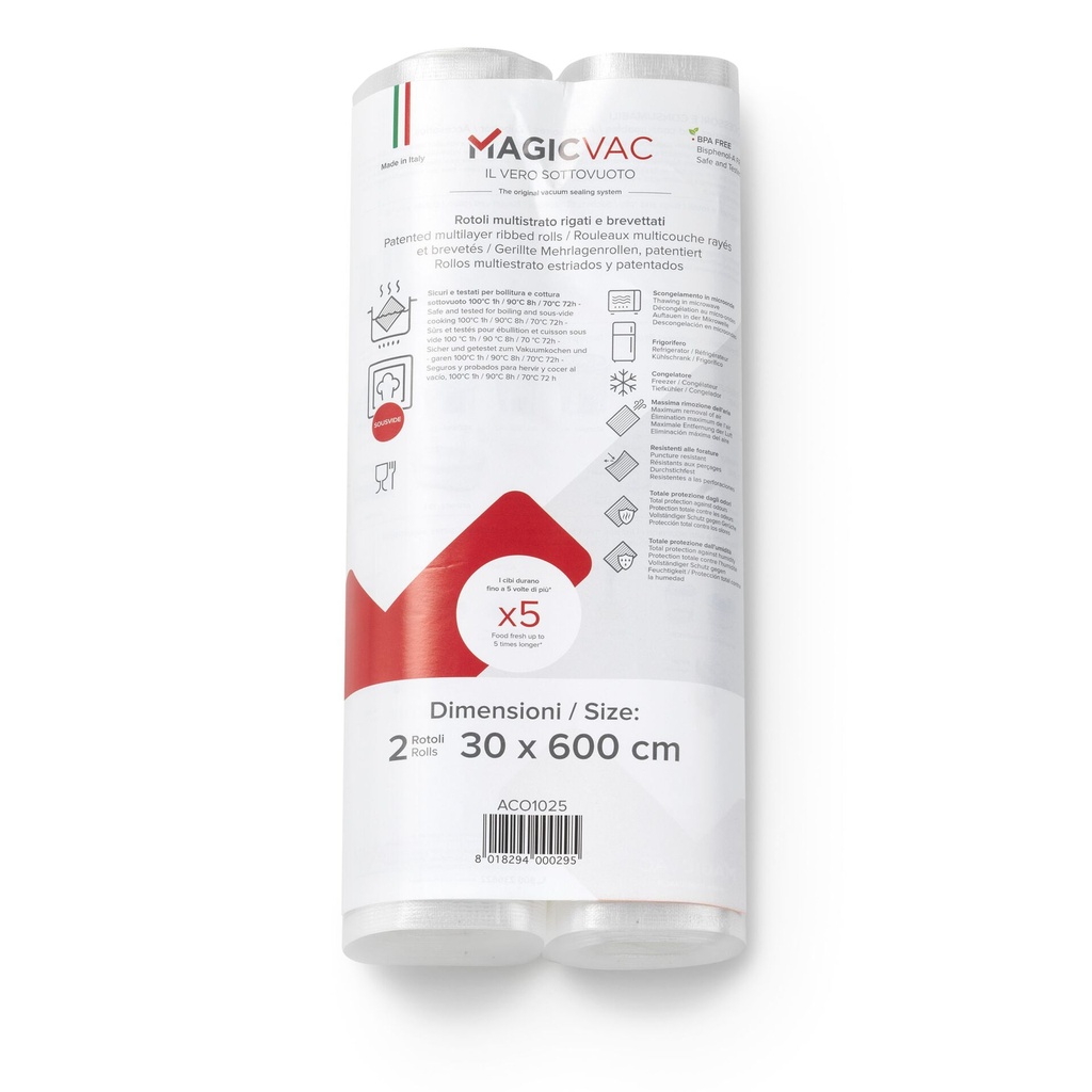 MagicVac 2 Vacuum Sealing Rolls with Label 30 cm x 6 m